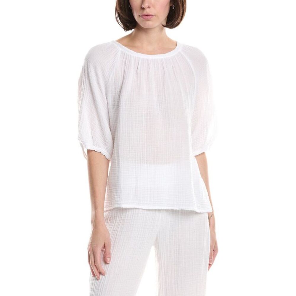 Michael Stars Womens Jane Puff Sleeve Top, White